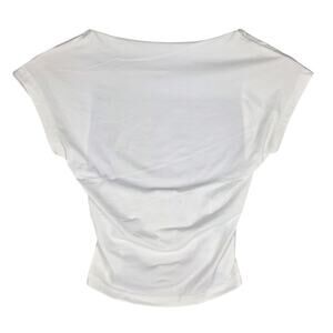 SHEIN SHORT‑SLEEVE OPEN BACK TOP – WOMEN’S XS – WHITE – CREW NECK – CASUAL BASIC